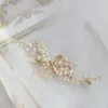 Pinces à cheveux Floralbride, alliage de cristaux faits à la main, strass, perles, feuille de fleur, peigne de mariée, accessoires de mariage, bijoux pour femmes