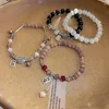 Strand Minar Retro Multicolor Transparent Opal Agate Natural Stone Pearl Pärlor Armband för kvinnors myntblommesarmband