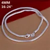 High grade 4MM snake bone necklace Men sterling silver plate necklace N191 brand new fashion 925 silver Chains necklace factory d303y