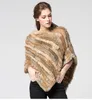 Women's Fur Faux Fur Real Rabbit Fur Knitted Natural Fur Poncho Vest Fashion Wrap Coat Shawl Lady Scarf Natural Fur Wedding Party Wholesale Cape 230921