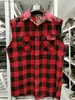 Men's Dress Shirts Men's Casual Flannel Plaid Shirt Sleeveless Double Pocket Cowboy Button Down Shirts Men Cotton Plus Size Vest Checkered Top 2XL L230921