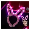 Altri accessori per feste Bomboniere LED lampeggianti Peluche Orecchie di coniglio Fascia per capelli Costume da coniglietto Illuminato Fascia per capelli Copricapo Glowing Hoo Dhun0
