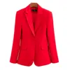 Damskie garnitury moda blezer czarny czerwony różowy biuro damski robota noszenie kurtka Kobietowe z długim rękawem pojedynczy guziki formalny płaszcz