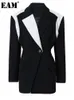 Costumes pour femmes Blazers EAM femmes noir blanc couleur bloc élégant Blazer revers à manches longues veste mode printemps automne 1DF076201 230920