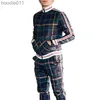 Men's Tracksuits 2021 new spring and autumn men's new gentleman sportswear suit jacket suit men's sportswear suit fashion plaid two-piece leisure L230921