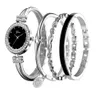Luxury 4 Pieces Set Womens Watch Diamond Fashion Quartz Watches Delicate Ladies Wristwatches Armband Ginave Brand216w
