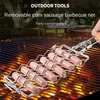 BBQ Tools Accessories Corn Barbecue Rack Sausage Net Clip 304 Stainless Steel Basket Detachable Folding Portable Grilling Mesh Tool 230920