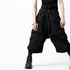 Pantalon pour hommes, Style foncé, revêtement de Surface en cire, sac asymétrique multi-boutons, court, Hip Hop, ample, décontracté, mode de travail, Harajuku