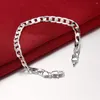 Link Bracelets 6MM Flat Sideways Chain 925 Color Silver For Man Women Wedding Party Fine Christmas Gifts Fashion Jewelry