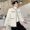 남자 재킷 남성복 가을 겨울 2023 고품질 칼라 짧은 스타일 느슨한 한국 울 코트 유명한 거리 트위드 의류 Z217