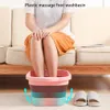 Foot Treatment Bath Basin Foldable Massage Tub Home Travel Wash Bucket Dark Blue 230920