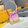 Designer Brand Women Coin Purses Colorful Gradient Mini Handbag Clutch Bags Brand White Plaid Brown Letter Bucket Bags Ladies Wallet Bags Pendant Charms Keychain