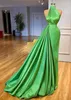 Robes de soirée vert robe de bal formelle une ligne nouveau personnalisé grande taille à lacets fermeture éclair col haut sans manches Satin pli