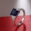 Trouwringen Cao Shi Mode Damesring Europese en Amerikaanse wens Donkerblauwe zirkoon Wit vergulde diamanten handsieraden