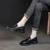 Scarpe eleganti Stagione primaverile e autunnale Lefu femminile 2023 Retro in pelle bovina fatta a mano con suola morbida Moda unica One Step Donne pigre