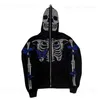 Heren Hoodies Sweatshirts Strass Schedel Y2k Gothic ZipUp Hoodie Punk Oversized Lange mouw Harajuku Hip Hop Streetwear Grunge Mode Sweatshirt Kleden T230921