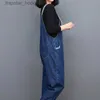 Kvinnors jumpsuits Rompers #1488 Blue Jeans Jumpsuits Women Rompers Pencil Harem Denim Overalls For Women Tickets Lång Jumpsuits Korean Style Spring Autumn L230921
