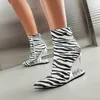 Boots Tiger Tooth Shaped Heel Short Morso Autumn Winter Sexy Leopard Pattern Wedge Pointed Women's Shoes Big Size 230920