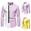 Chemises habillées pour hommes 4 styles automne 2023 couleur correspondant chemise à manches longues col Henry haut manches T hommes