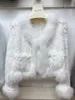 Women's Fur Faux Fur Natural Rabbit Fur Coats Knitted Women's Real Fur Jackets Luxury Woman Clothing 230921