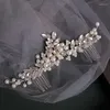 Pinces à cheveux couleur argent perle cristal peignes de mariage accessoires pour mariée fleur casque femmes mariée ornements bijoux cadeau