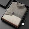 Herensweaters Wollen trui 2023 Lichte luxe wintermode Casual gebreide trui Halve coltrui Horizontaal gestreept Kleding//