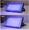 50W 100W UV Flood Light AC 220V Outdoor Floodlight 395nm 400nm Ultraviolet Fluorescent Stage Lamp With EU Plug Party Blacklight