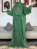 Vêtements ethniques Neswest Musulman Rayon Abayas pour femmes Ramadan Prière Dubaï Turquie Moyen-Orient Femme Robe Floral Lâche Robe Africaine Turban Joint 230921