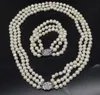 Pendant Necklaces 2/3rows Set Freshwater Pearl Necklace Bracelet White 7-8mm Near Round Fppj Wholesale Beads Nature 230921