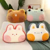 Plush Dolls 40cm*30cm Kawaii Squishy Down Cotton Filled Forest Animal Plush Doll Bear Frog Rabbit Cat Pig 2 In 1 Flannel Blanket Children 230921