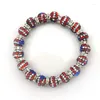 Strand US National Flag Bracelet Rhinestone Disco Ball Beaded Stretchy Bracelets 5pcs/Lot