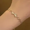 Link Bracelets Korean Style Simple Bow For Women Girls Luxury Gold Color Adjustable Charm Bracelet Fashion Jewelry Accessories 1pc