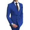 Costumes pour hommes 2 pièces Double boutonnage Slim Fit Peaked revers marié smoking pour mariage mâle mode Blazer avec pantalon dernier style