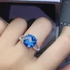 Pierścienie klastra KJjeaxcmy Fine Jewelry Natural Blue Topaz 925 Srebrne kobiety Regulowane szlachetne wsparcie Pierścienia