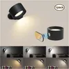 Lampada da parete Luce a LED Ricaricabile tramite USB Ruota di 360° Dimmerabile Touch Control Lettura montata per comodino casa