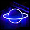 nattlampor ledde neonlampa elliptisk planetformad väggskylt skrivbord USB hängande för sovrum hemfest semester dekor droppleverans li otgoy