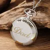 Pocket Watches Vintage Silver Golden Luxury THE GREATEST DAD Quartz Watch Fob Chain Necklace Mens Fathers Gifts Clock Relogio De Bolso 230921