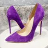 Dress Shoes Coffee Brown Purple Pink Women Synthetic Suede Pointy Toe High Heel Comfortable 12cm 10cm 8cm Flock Stiletto Pumps