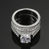 2 ensembles de luxe populaires de 15 ct de diamants de haute qualité incrustés d'une bague en or blanc 14 carats 182L