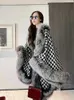 Futra kobiet sztuczne futro Zadorin jesienne zima luksus Faux Fur Płot Women Elegancki zapał tweed ciepły duży poncho futra szal Cape Women Party Tewewear T230921