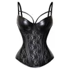 Bustini Corsetti Corsetto sexy Steampunk Pelle gotica Lingerie di pizzo nero Fiore Marsiglia 6XL Costume eccessivo246u