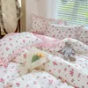 Conjuntos de cama Kawaii Princesa Pure Cotton Set Full Size Lovely Ruffles Single Doubel Duvet Cover Meninas Mulher Conjuntos Aconchegantes 230921