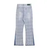 High Street Marque Tendance Patchwork Plaid Design Vibe Style Micro Corne Bord Rugueux Casual Jeans0zjg