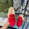 Fashion Designer Women Fur Slippers Loafers Genuine Leather Mules Princetown Female White Black Metal Chain Casual Flat Shoes Slippers 35-42