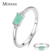 Modian Charm Luxury Real 925 Stelring Silver Green Tourmaline Fashion Finger Rings for Women Fine SMEEXKE Accessories Bijoux 21061212s
