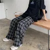 Männer Hosen Frühling Männer Schwarz Frauen Plaid Hosen Casual Oversize Lose Breite Bein Hosen Harajuku Hip-hop Alle-spiel Streetwear S-4XL