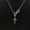 Colliers chaîne en acier inoxydable pour femmes, pendentif croix à breloque infini, bijoux en argent, cadeau 235Z