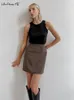 Dwuczęściowa sukienka MNealways18 Vintage Brown Aline Sprits Suits Office Ladie