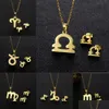 Oorbellen Ketting Roestvrij Staal 12 Sterrenbeelden Minimalistisch Goud Sterrenbeeld Hanger Mode Persoonlijkheid Kraag Set Drop Delivery J Dhofv