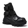 Botas masculinas moda tático couro genuíno motocicleta militar combate gótico crânio punk mid-calf cowboy rock